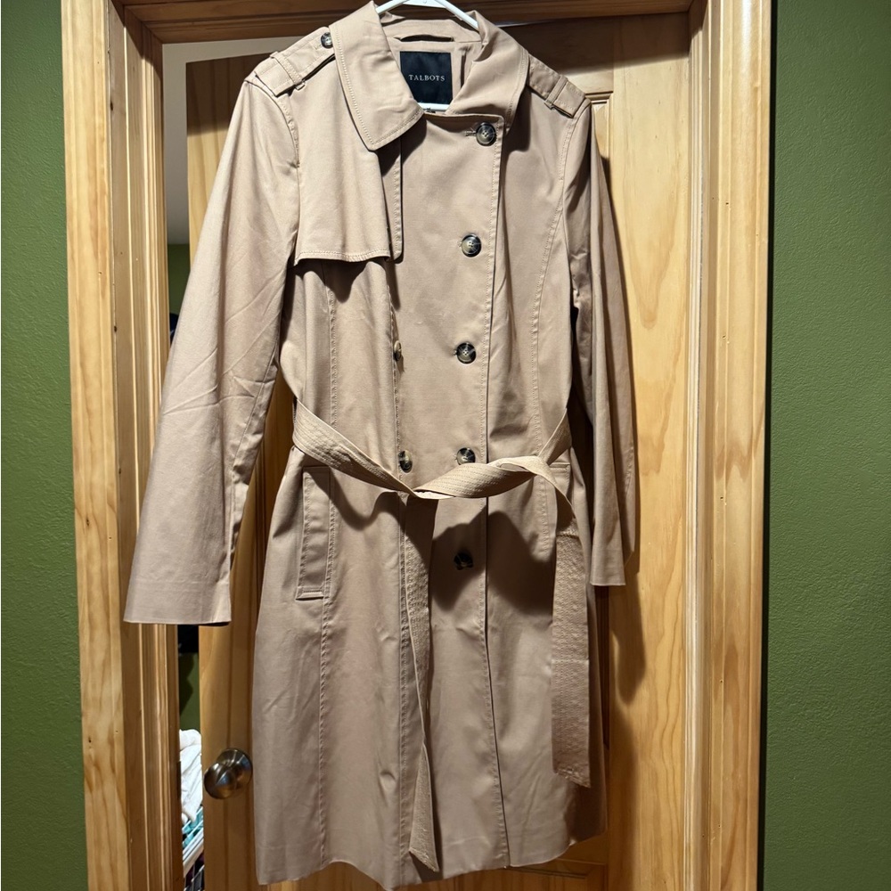 Talbots Tan Double-Breasted Trench Coat